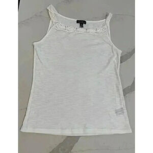 Lauren Ralph Lauren White Tank Top Lace Neckline Women’s Size Medium